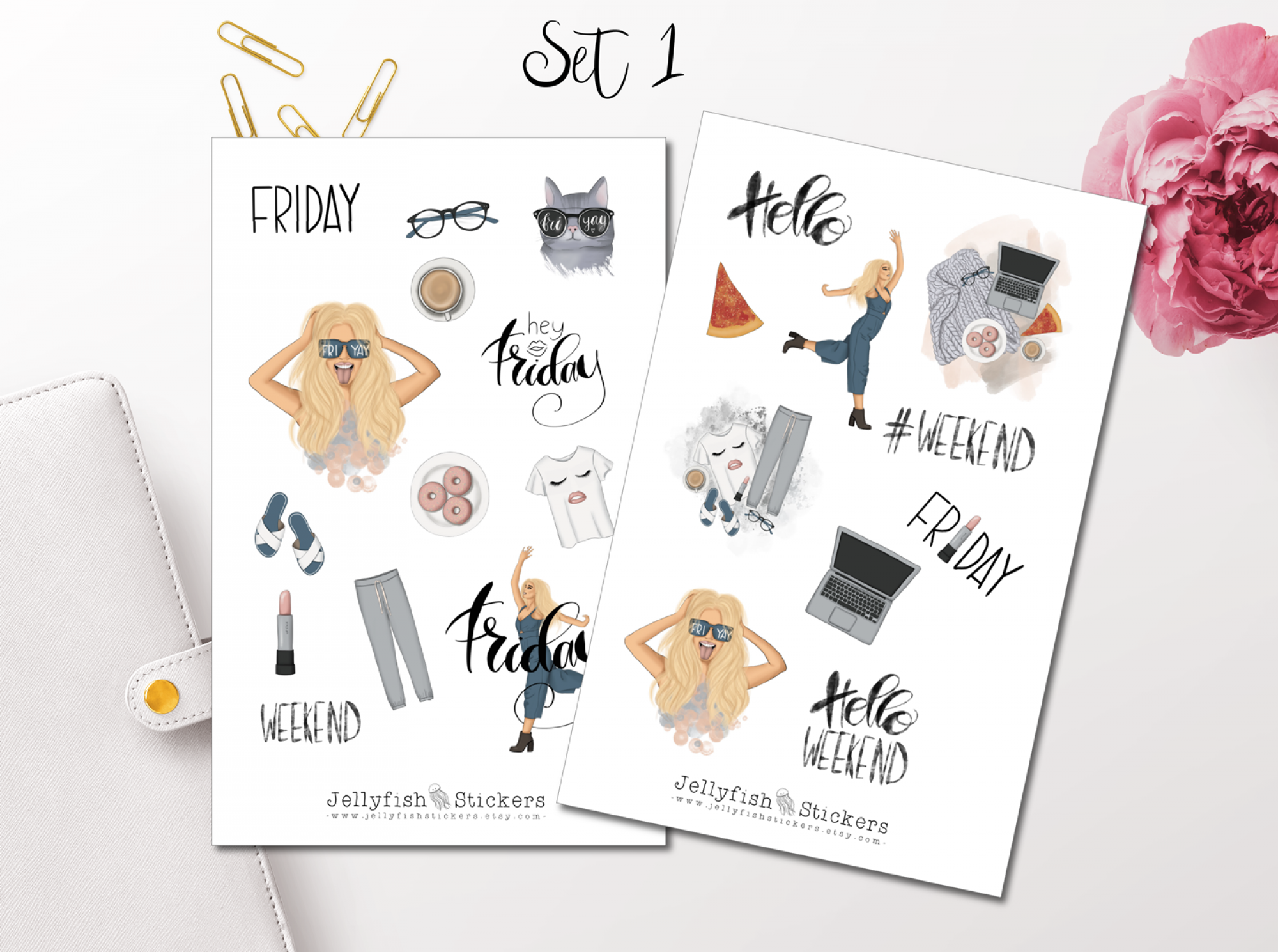 Mädchen Wochenende Sticker Set
